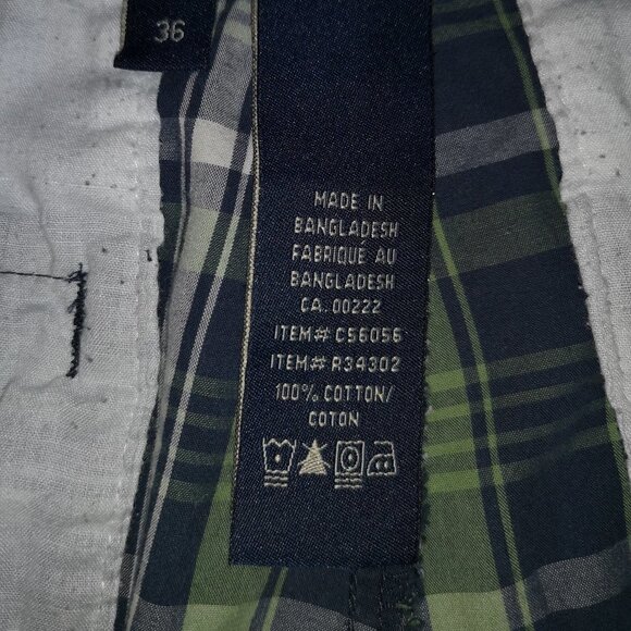 Retreat Men's Size 36 Waist Green Navy White Plaid 100% Cotton Shorts - Picture 3 of 6